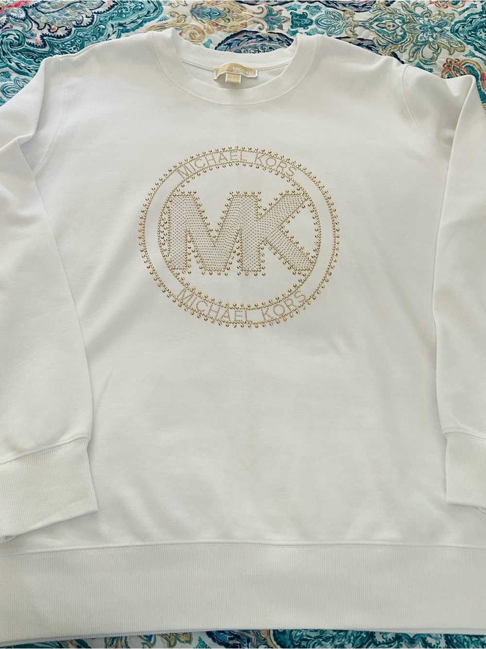 Michael Kors women  White Logo Sweatshirt with Gold Stud Detail